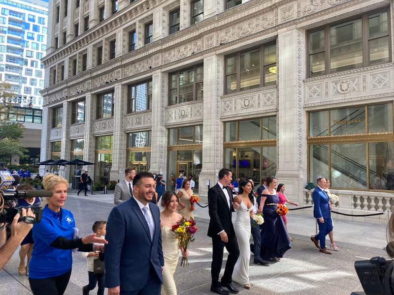 100 People Married at The Wrigley Building Celebrating its Centennial Anniversary