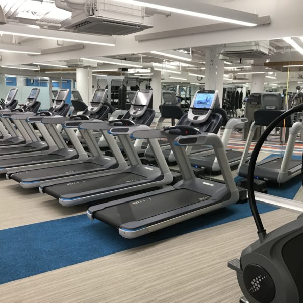 The treadmills in the fitnss center at 401 N. Michigan Avenue in Chicago, IL.